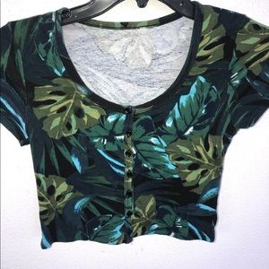 American Apparel jungle leaves crop top